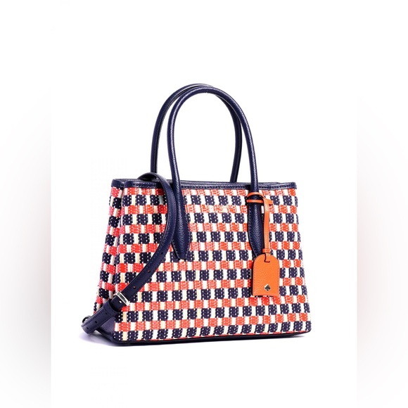 Stylish Checkered Handbag - Black and Orange - Picture 2 of 5